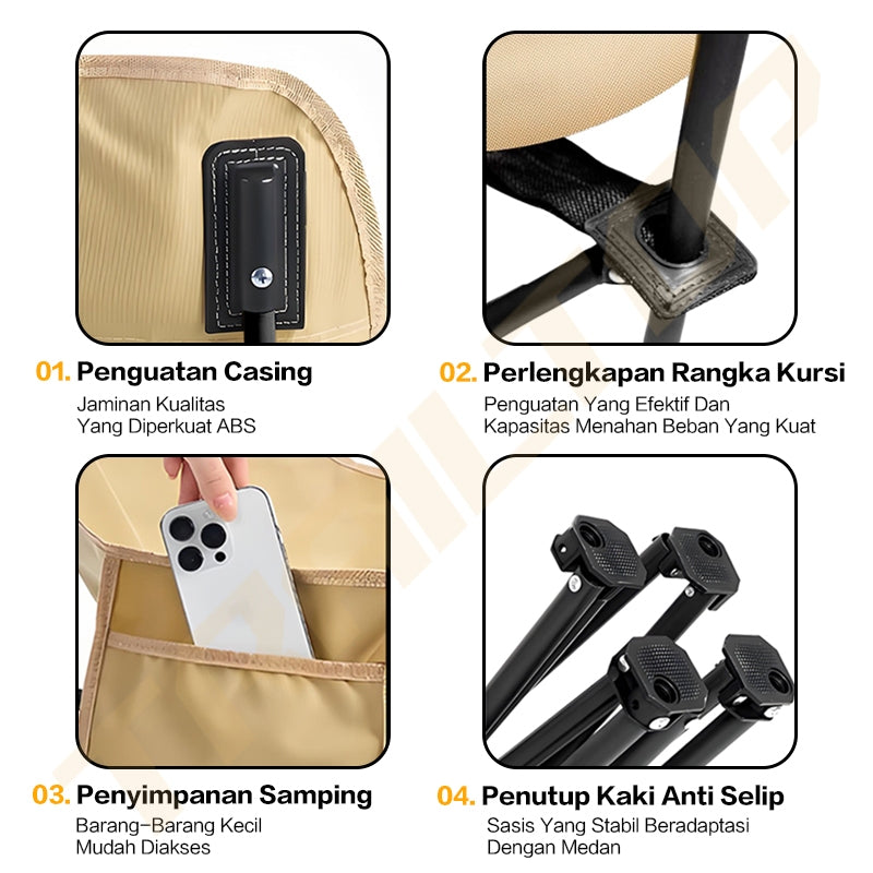 TrailTop Kursi Lipat Outdoor Sandaran Kaki Kursi Pantai Lipat Portable Kursi Santai Kursi Berkemah