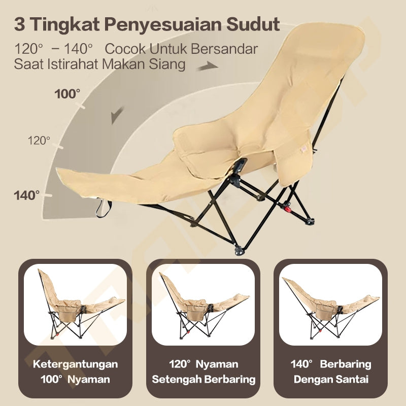 TrailTop Kursi Lipat Outdoor Sandaran Kaki Kursi Pantai Lipat Portable Kursi Santai Kursi Berkemah