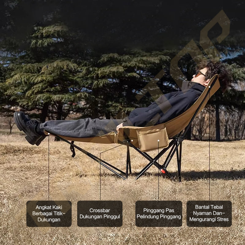 TrailTop Kursi Lipat Outdoor Sandaran Kaki Kursi Pantai Lipat Portable Kursi Santai Kursi Berkemah