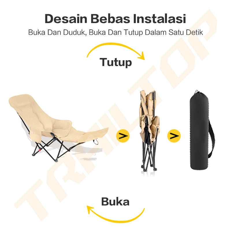 TrailTop Kursi Lipat Outdoor Sandaran Kaki Kursi Pantai Lipat Portable Kursi Santai Kursi Berkemah